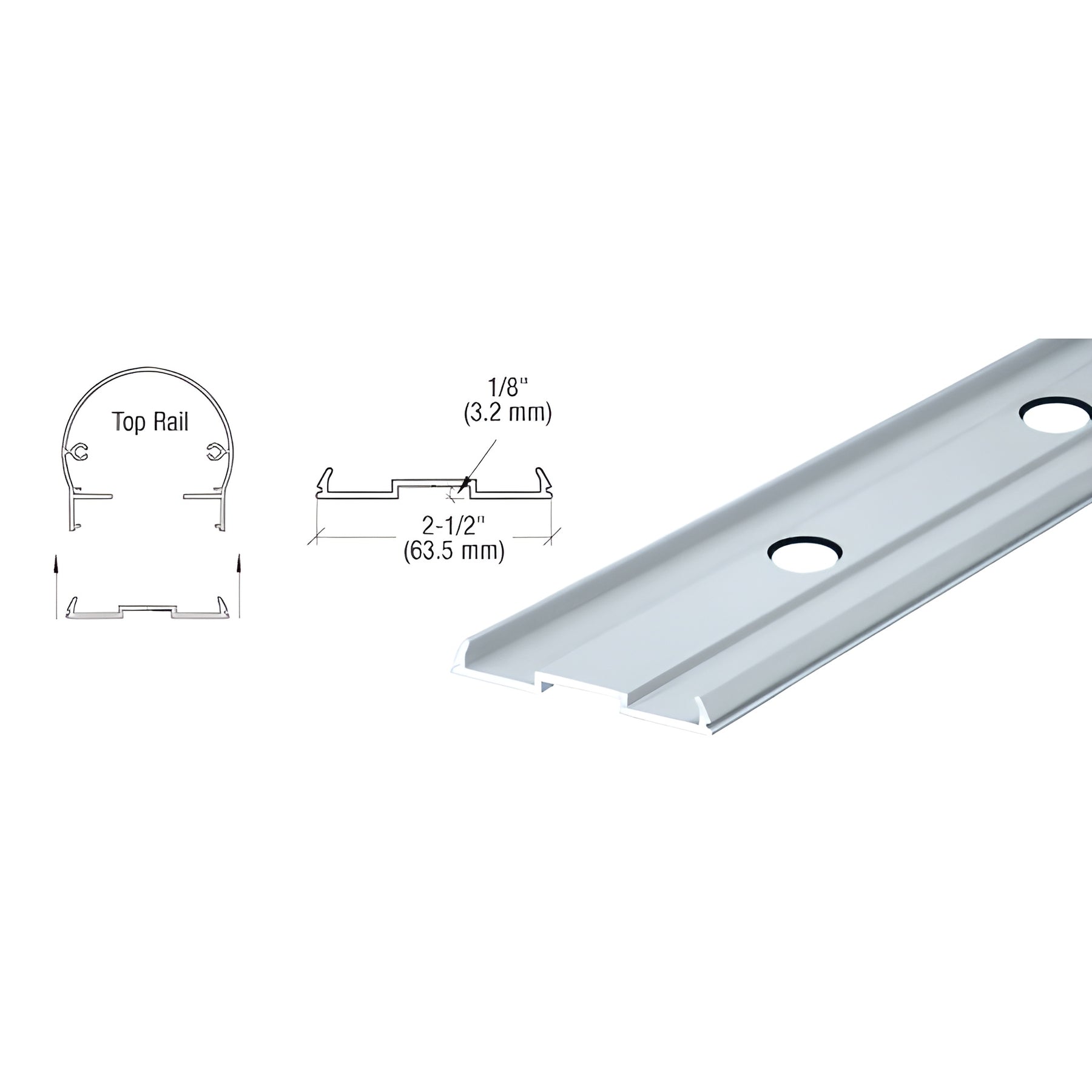 CRL Mill Pre-Punched 241" Top Rail Infill for Pickets [1FPKTDW]