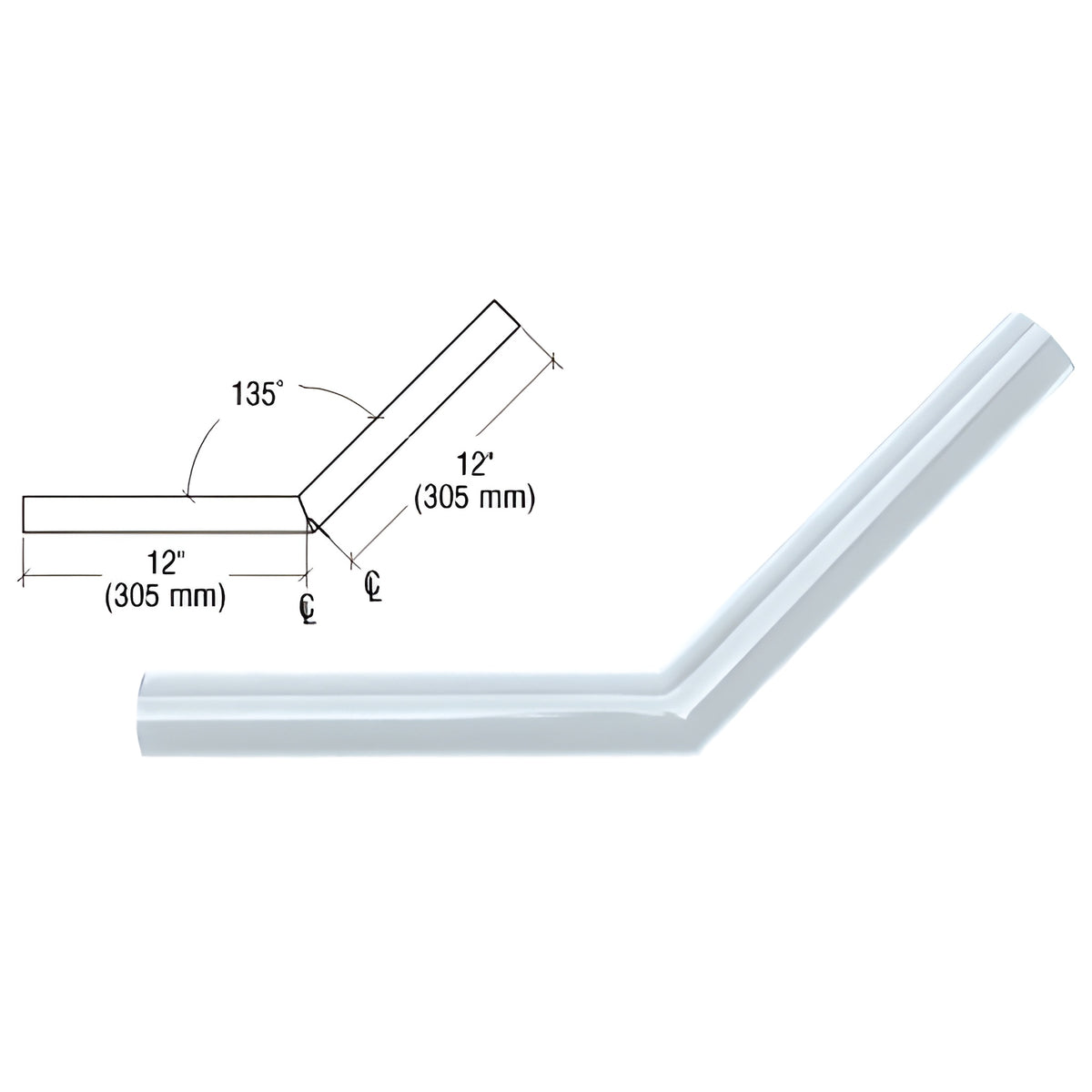 CRL Mill Quick Connect 135º Corner for 1-1/2" Diameter Tubing