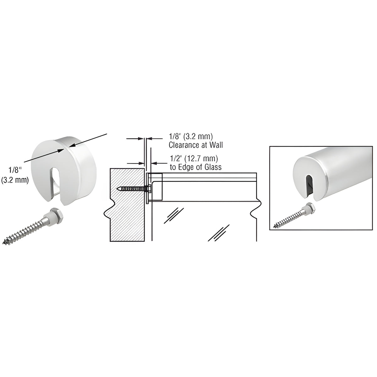 CRL Mill Stabilizing End Cap for 1.9" Cap Railing