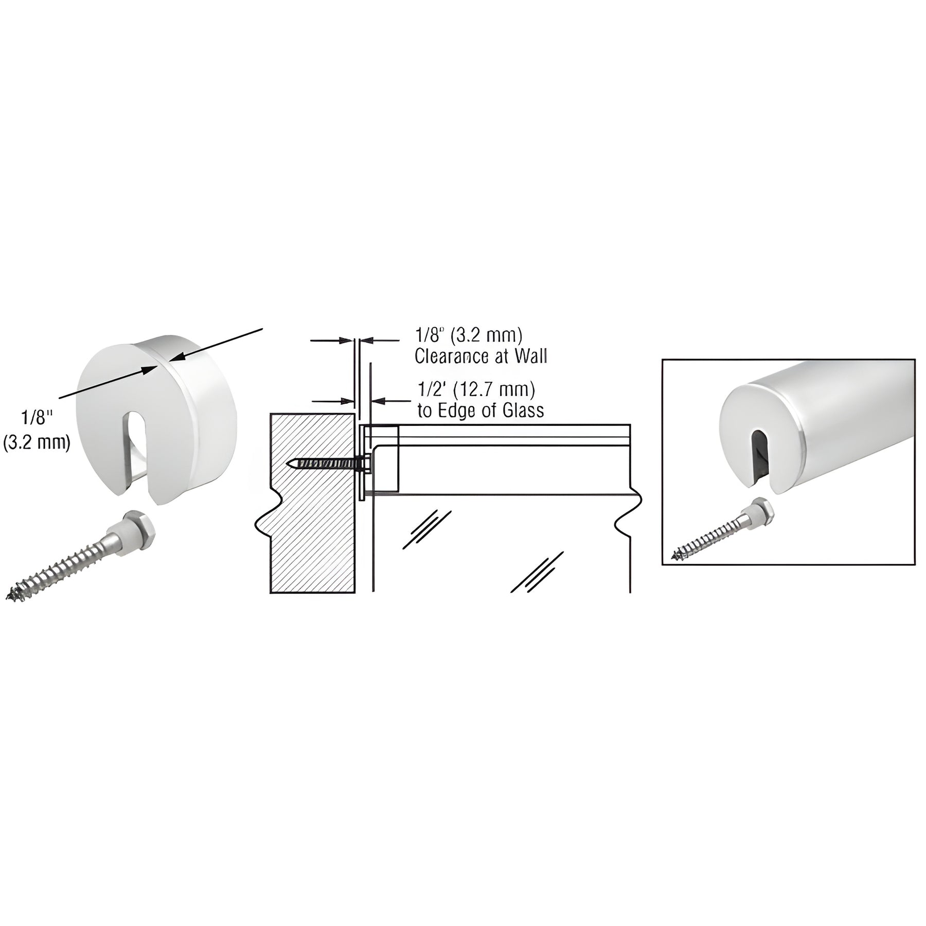 CRL Mill Stabilizing End Cap for 1.9" Cap Railing