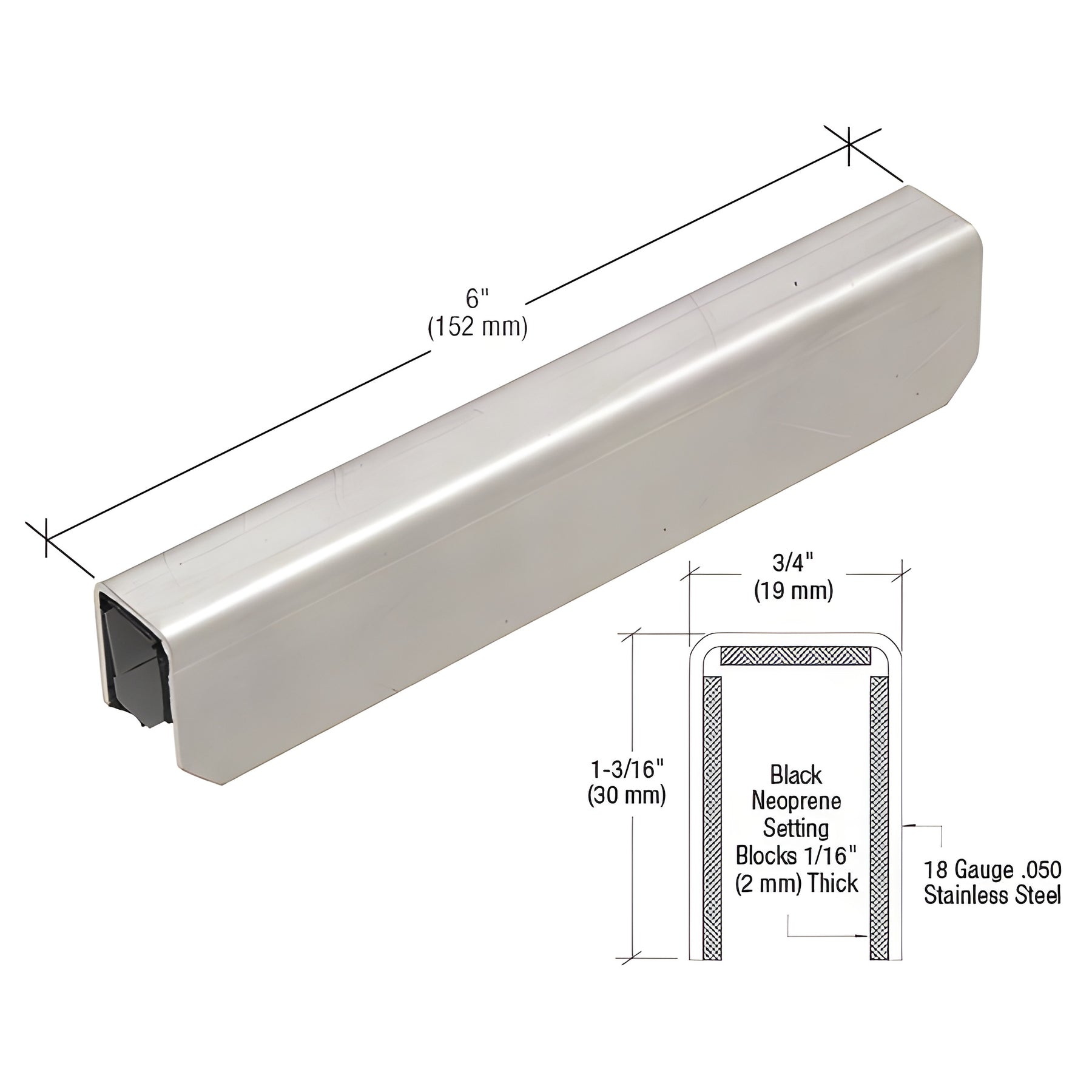 CRL Mill Stainless Steel Connector Sleeve for 1" x 1-5/16" 11 Gauge Cap Rail