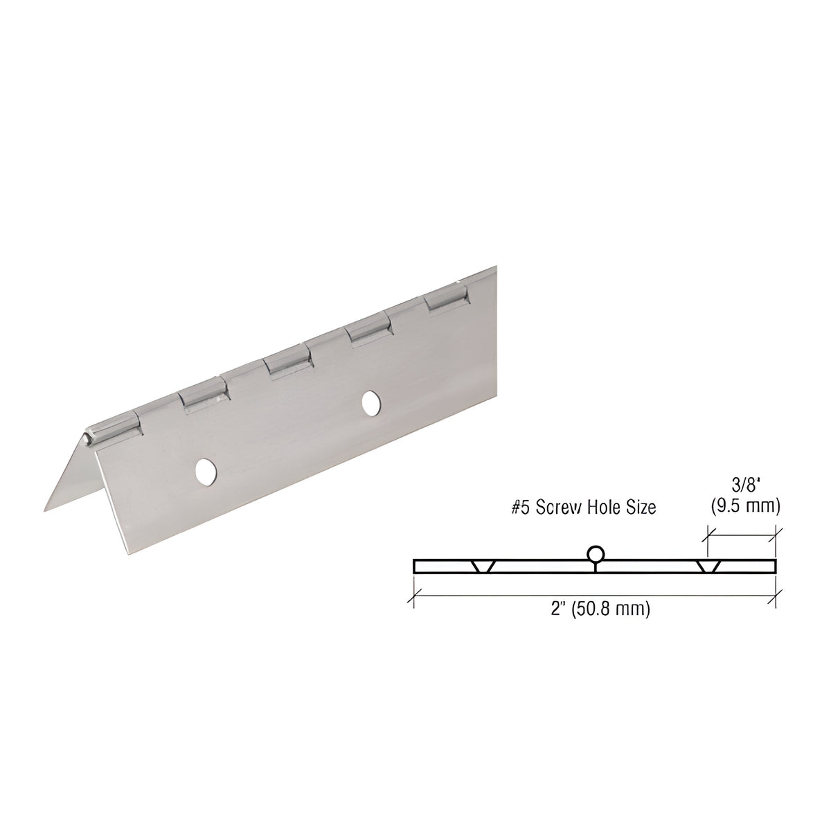 CRL Nickel on Steel Piano Hinge with 2" Open Width
