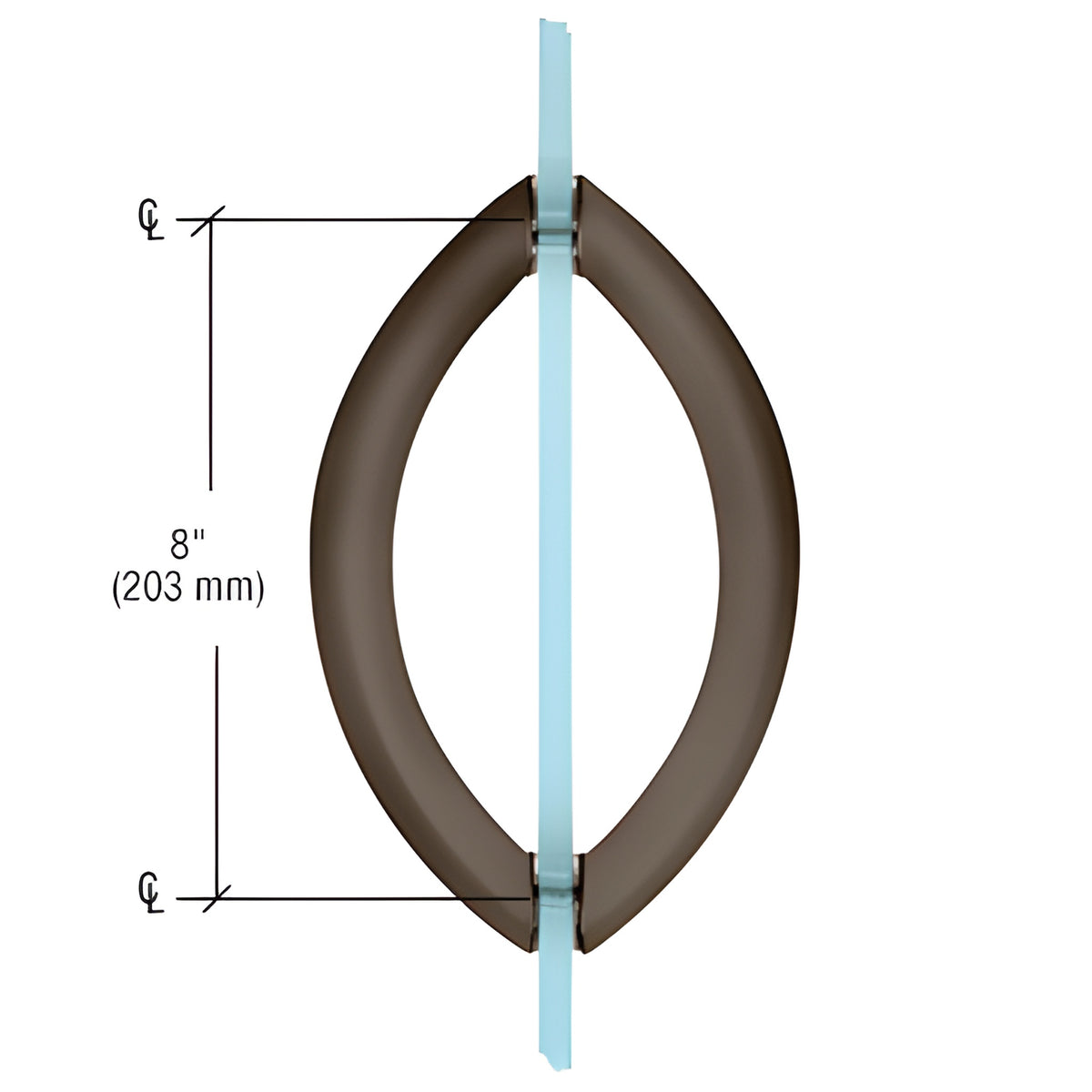 CRL Oil Rubbed Bronze 8" Crescent Style Back-to-Back Pull Handles Without Metal Washers