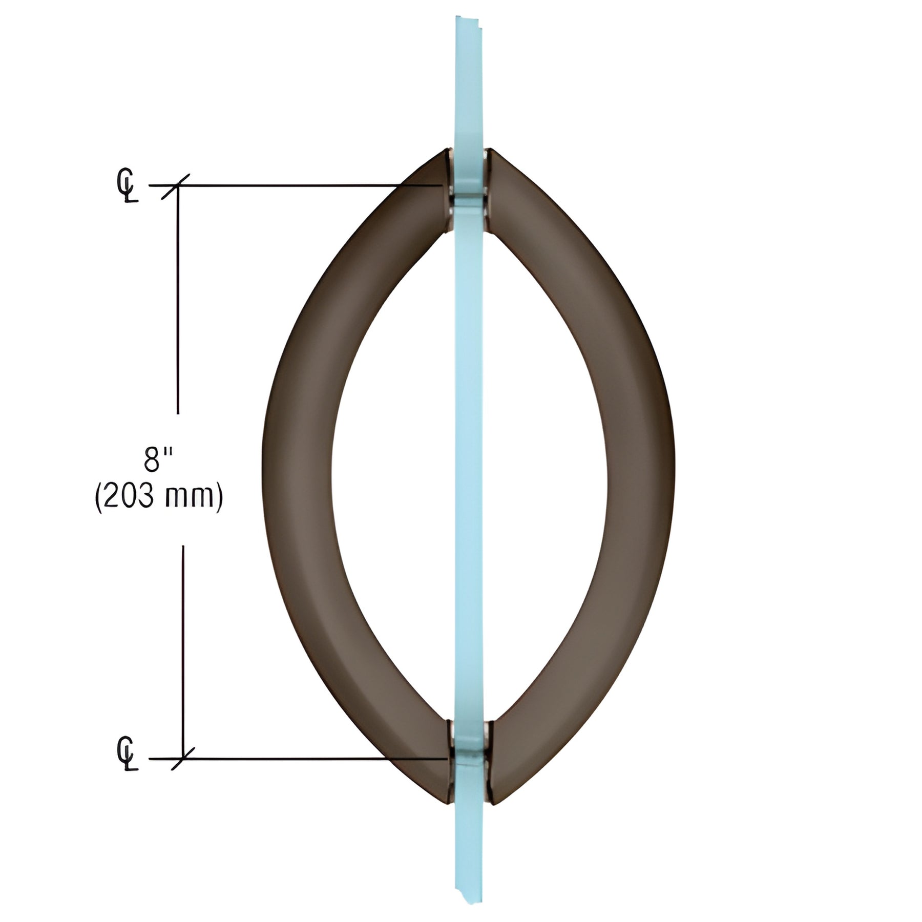 CRL Oil Rubbed Bronze 8" Crescent Style Back-to-Back Pull Handles Without Metal Washers