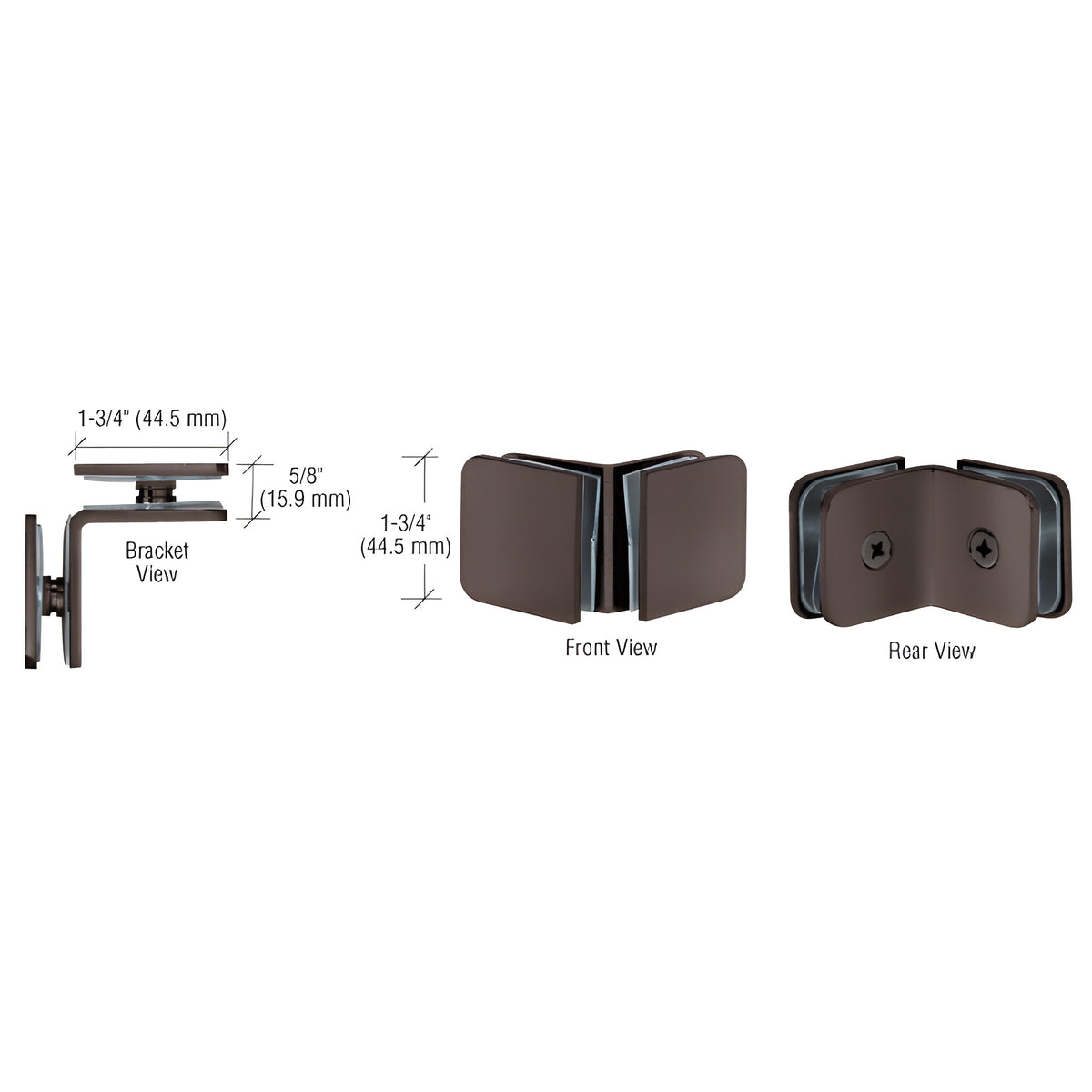 CRL Oil Rubbed Bronze 90 Degree Traditional Style Glass-to-Glass Clamp