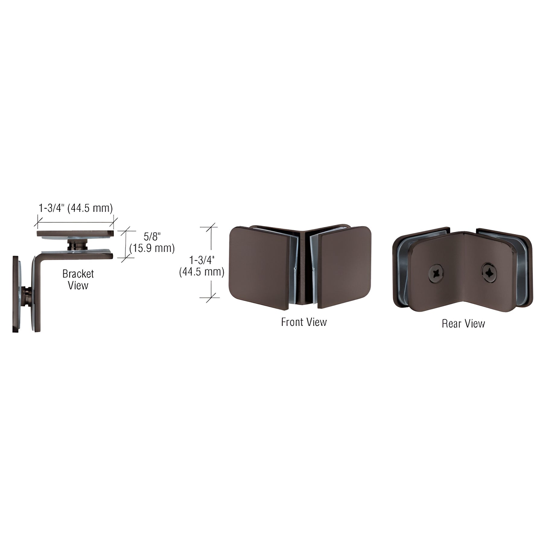 CRL Oil Rubbed Bronze 90 Degree Traditional Style Glass-to-Glass Clamp