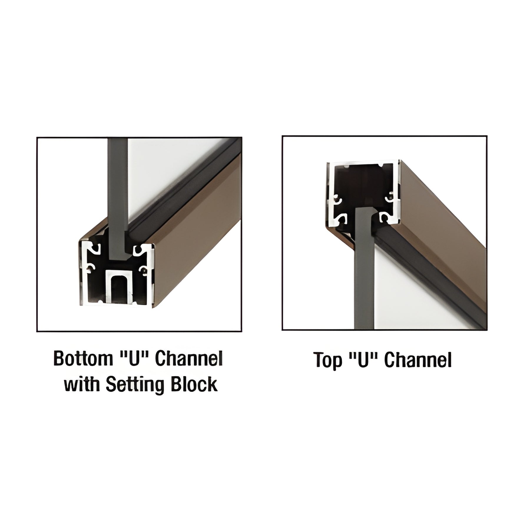 CRL Oil Rubbed Bronze Custom Length U-Channel with Roll-In Top Load Gasket