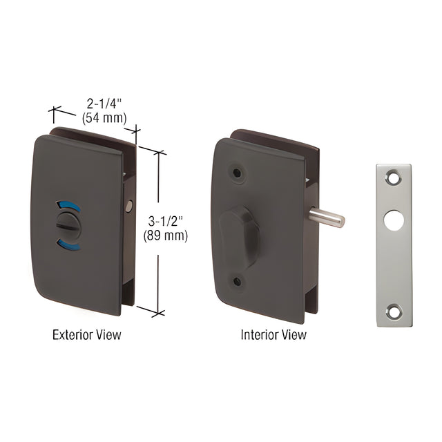 CRL Oil Rubbed Bronze Glass Swinging Door Lock with Indicator for 5/16" to 1/2" Glass