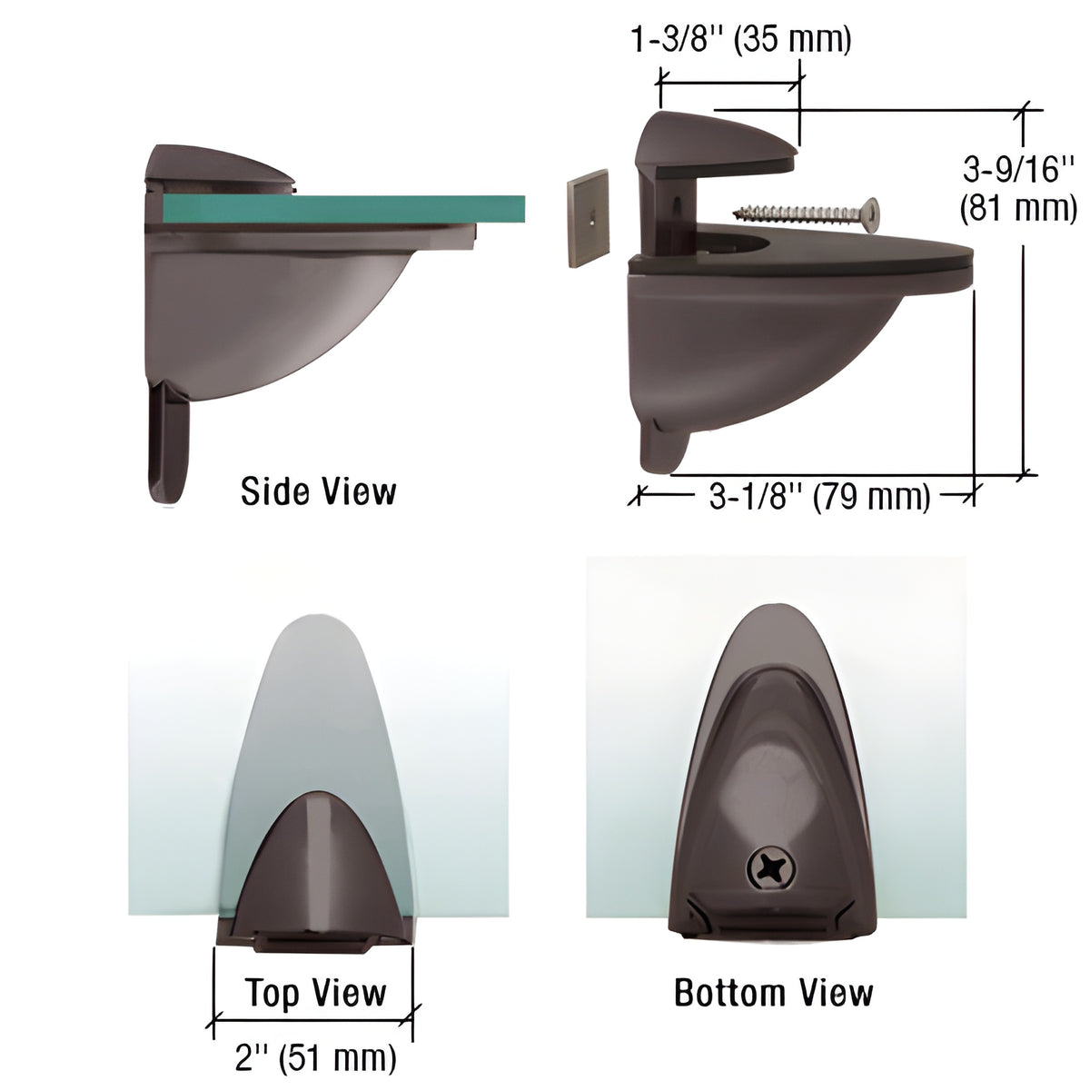 CRL Oil Rubbed Bronze Heavy-Duty Adjustable Shelf Bracket