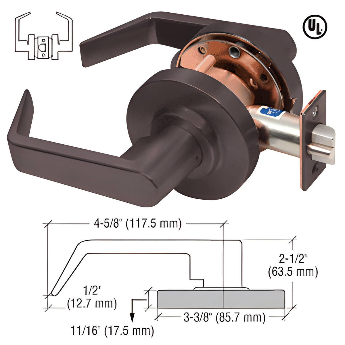 CRL Oil Rubbed Bronze Passage Heavy-Duty Grade 1 Lever Lockset