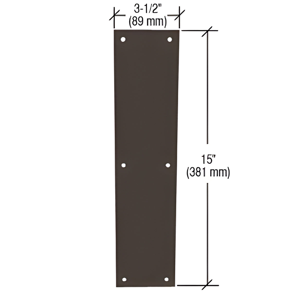 CRL Oil Rubbed Bronze Push Plate 3-1/2" x 15"