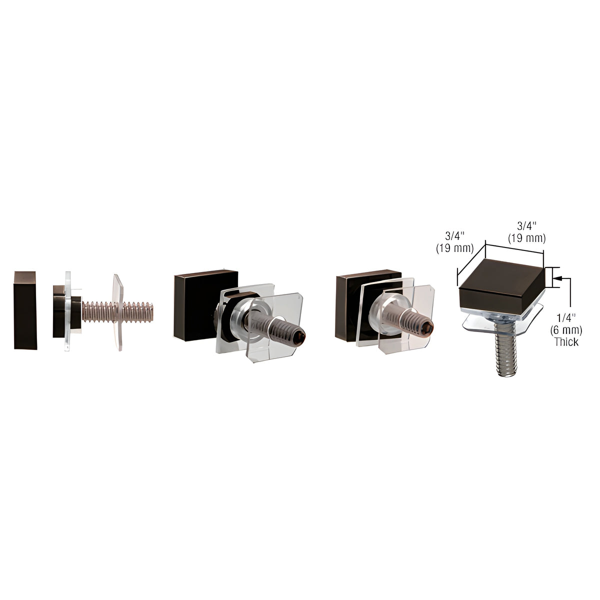 CRL Oil Rubbed Bronze SQ Washer/Stud Replacement Set