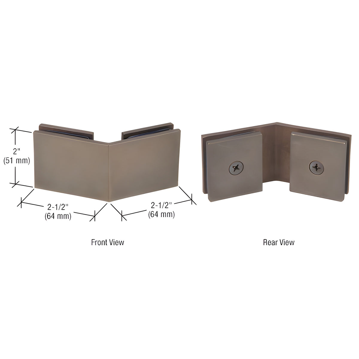 CRL Oil Rubbed Bronze Square 135 Degree Glass-to-Glass Clamp