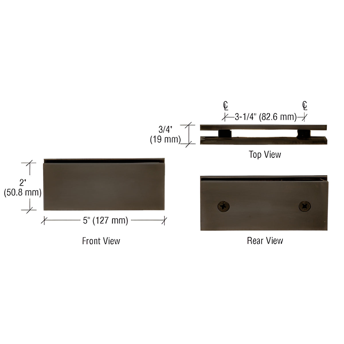 CRL Oil Rubbed Bronze Square 180 Degree Glass-to-Glass Clamp
