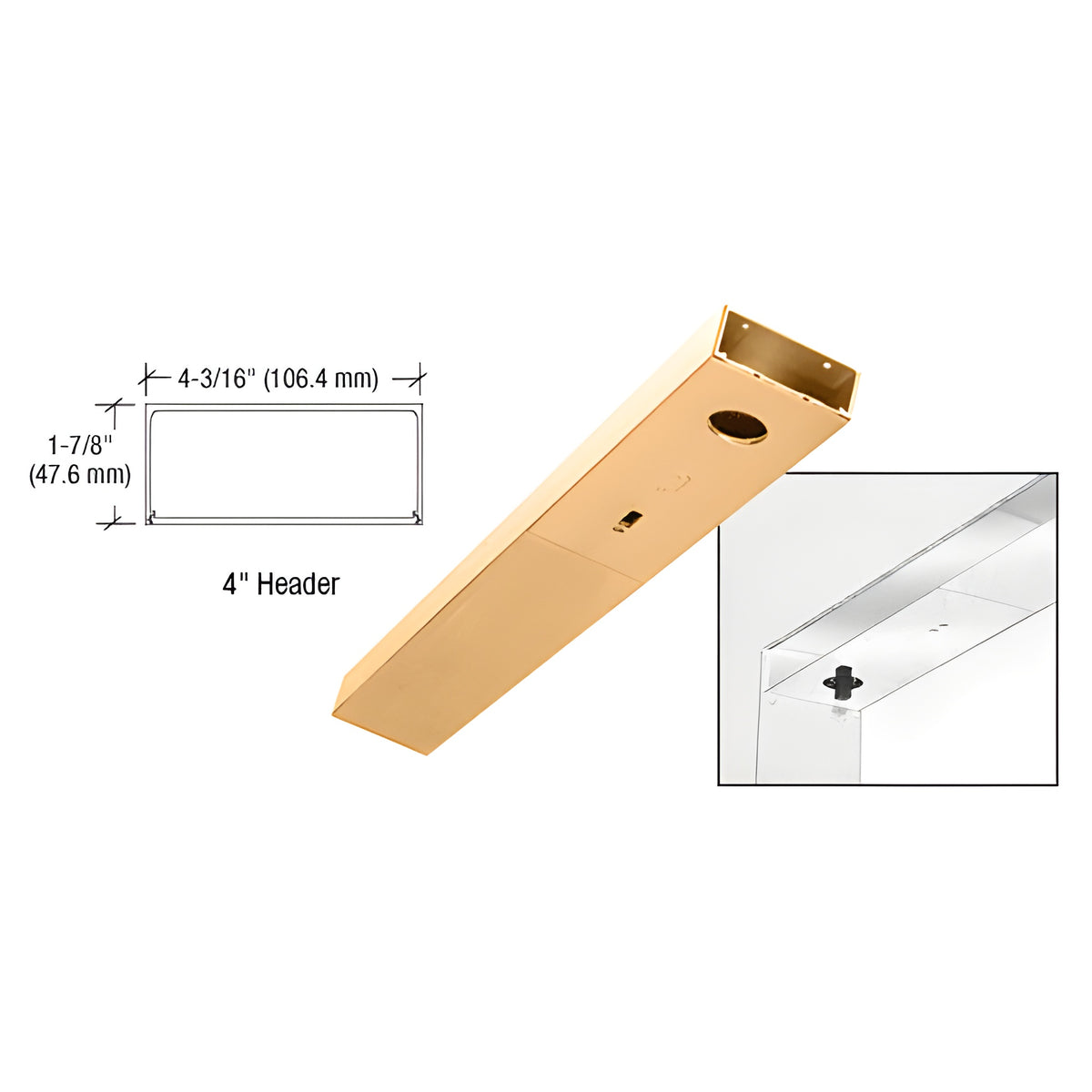 CRL Polished Brass 4" x 36" Single Door Header