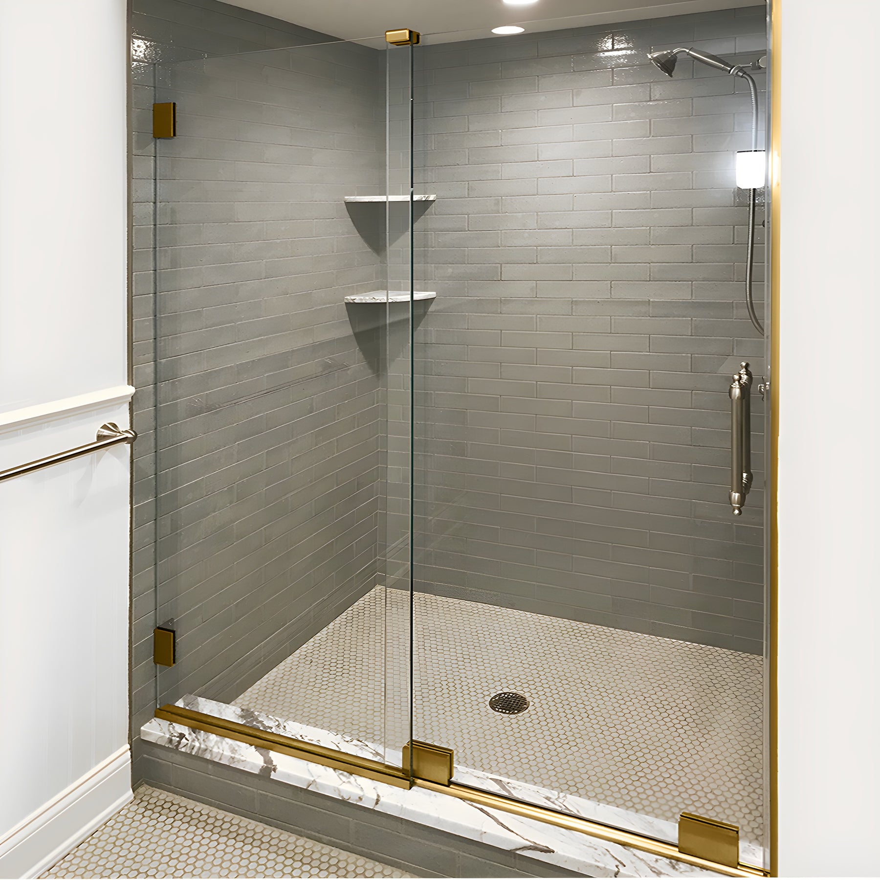 CRL Polished Brass Essence® Series Basic Sliding Shower Door Kit with Squared Corner Rollers