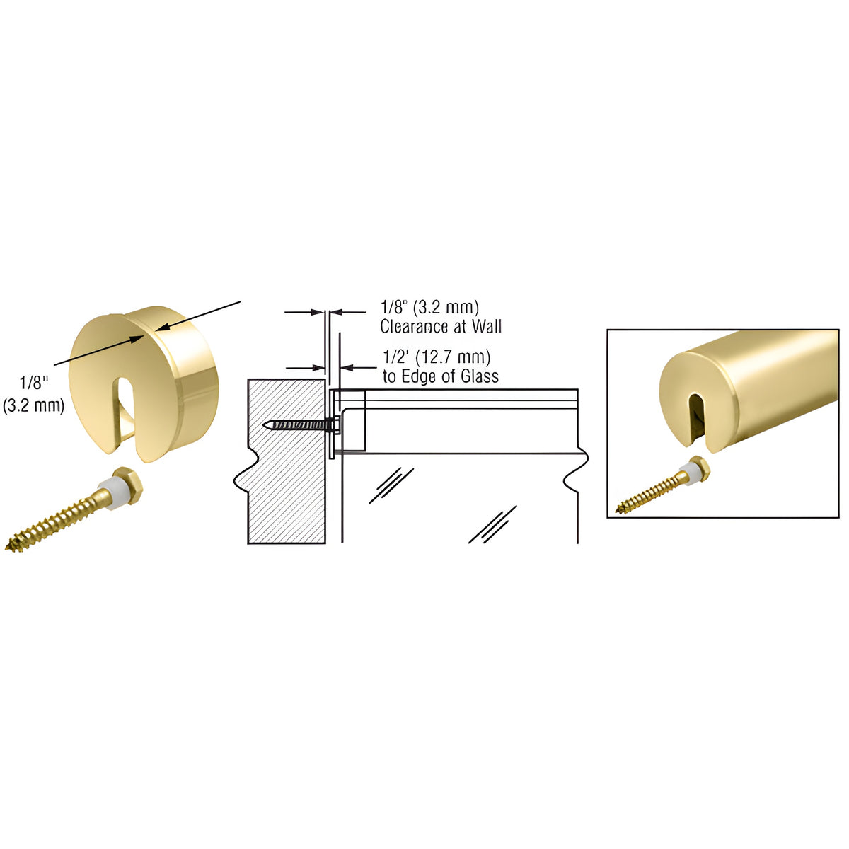 CRL Polished Brass Stabilizing End Cap for 2-1/2" Cap Railing