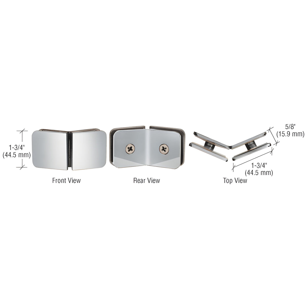 CRL Polished Chrome 135 Degree Traditional Style Glass-to-Glass Clamp