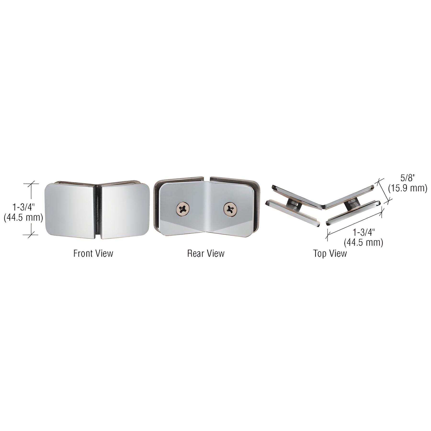 CRL Polished Chrome 135 Degree Traditional Style Glass-to-Glass Clamp