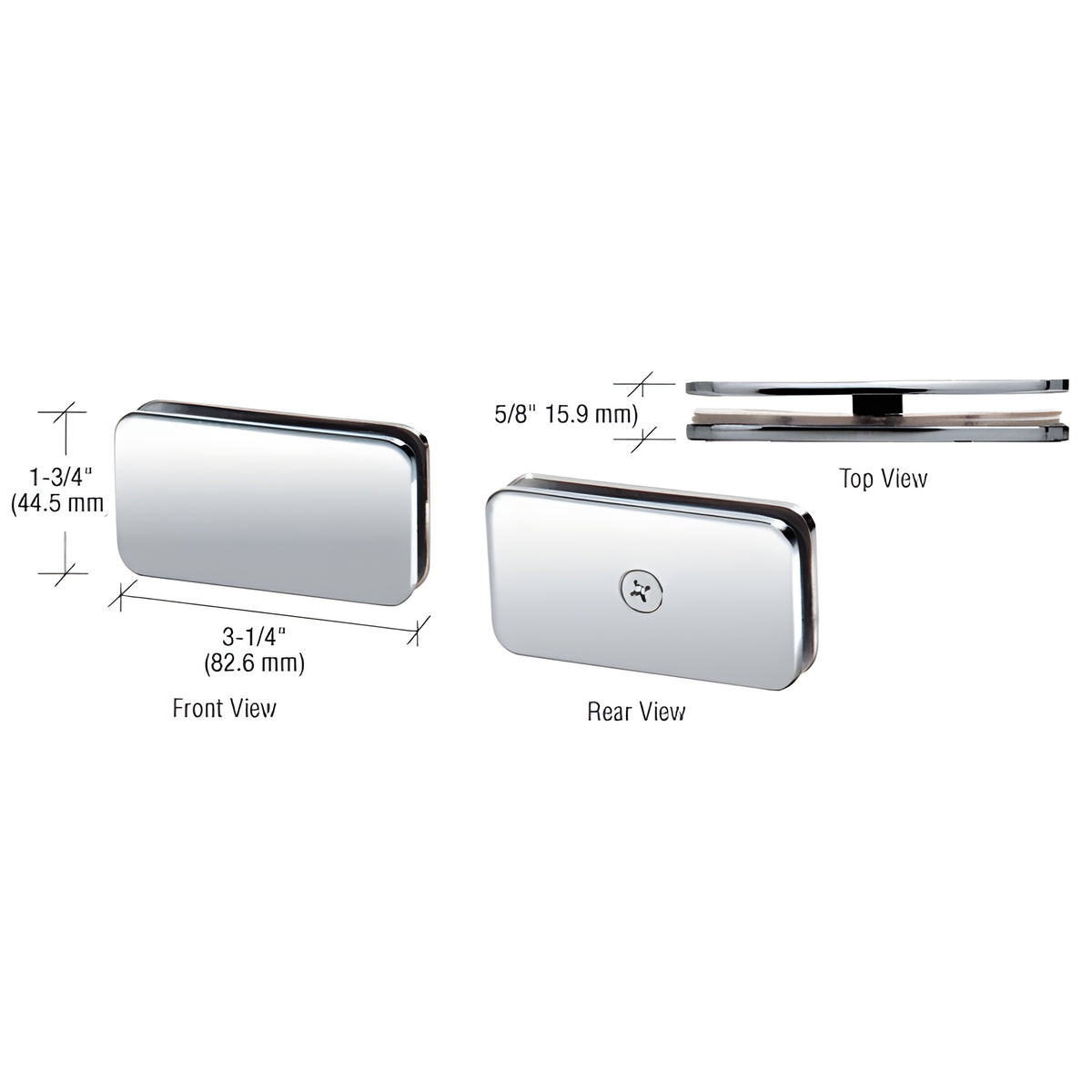 CRL Polished Chrome 180 Degree Traditional Style Glass-to-Glass Clamp