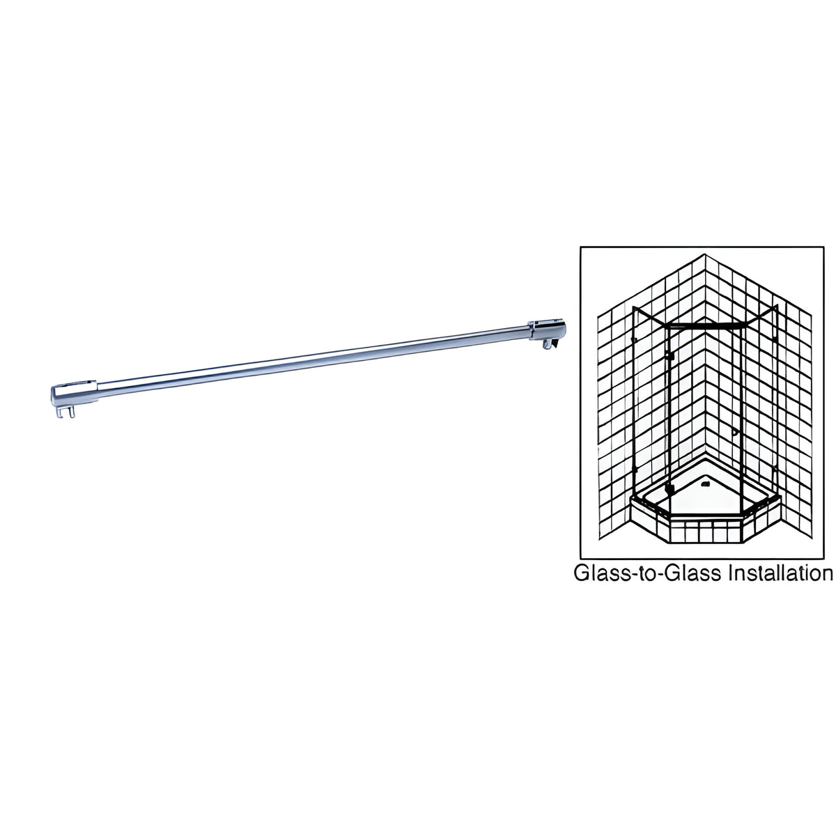 CRL Polished Chrome 39" Sleeve-Over Glass-To-Glass Support Bar for 3/8" to 1/2" Thick Glass