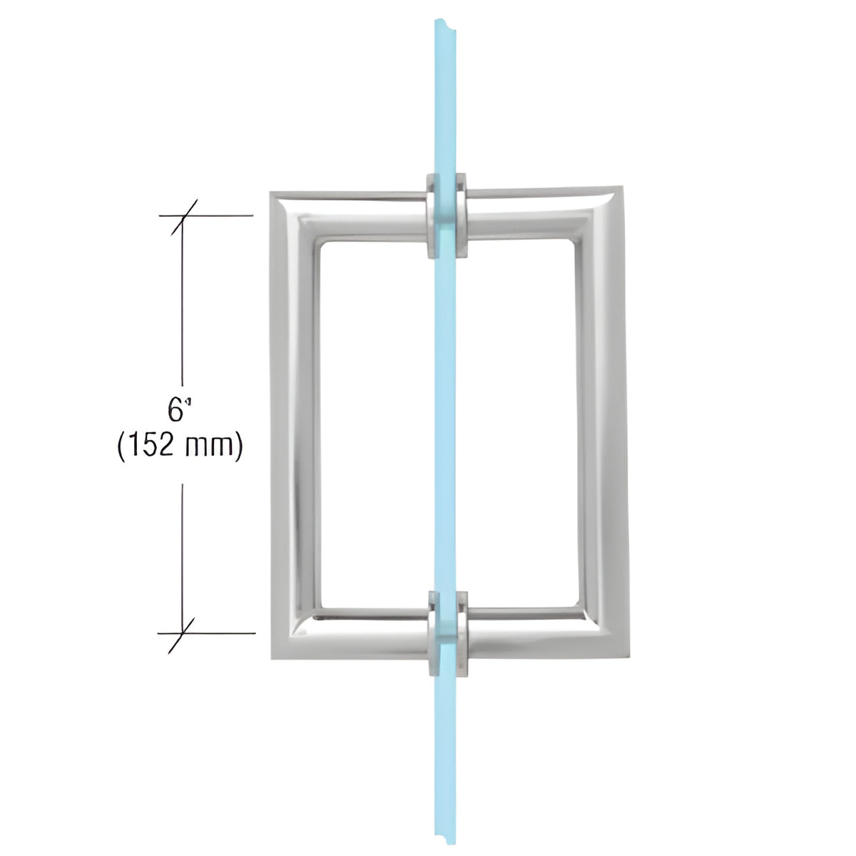 CRL Polished Chrome 6" MT Series Round Tubing Mitered Corner Back-to-Back Pull Handle