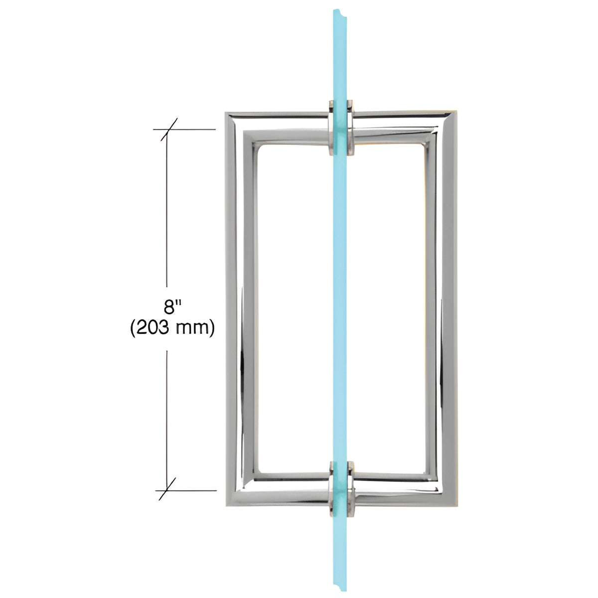 CRL Polished Chrome 8" MT Series Round Tubing Mitered Corner Back-to-Back Pull Handle