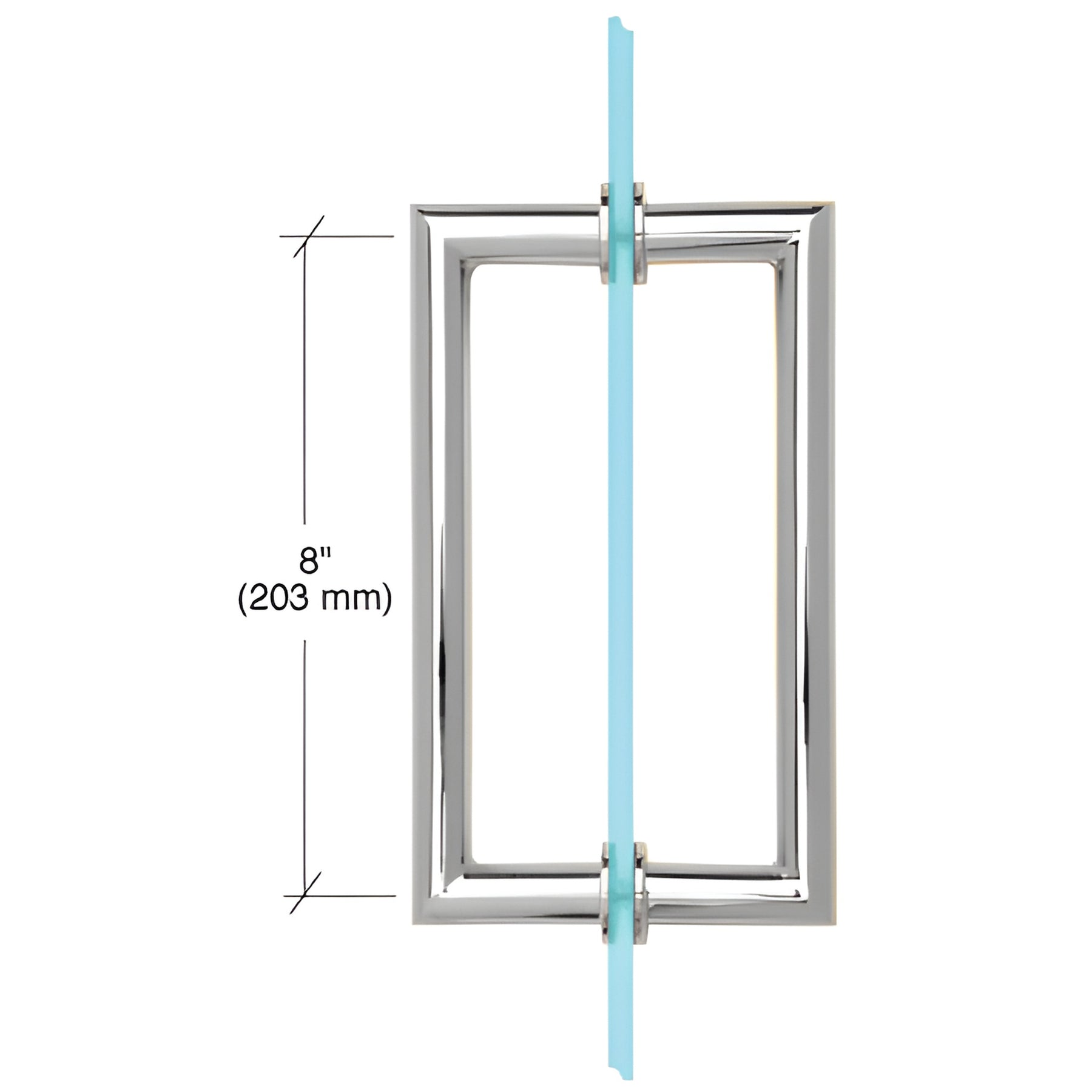 CRL Polished Chrome 8" MT Series Round Tubing Mitered Corner Back-to-Back Pull Handle