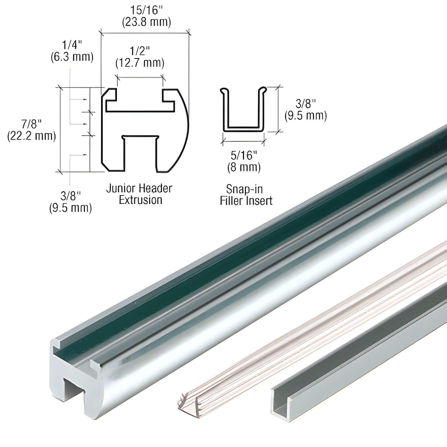 CRL Polished Chrome 98" Junior Frameless Shower Door Header Kit