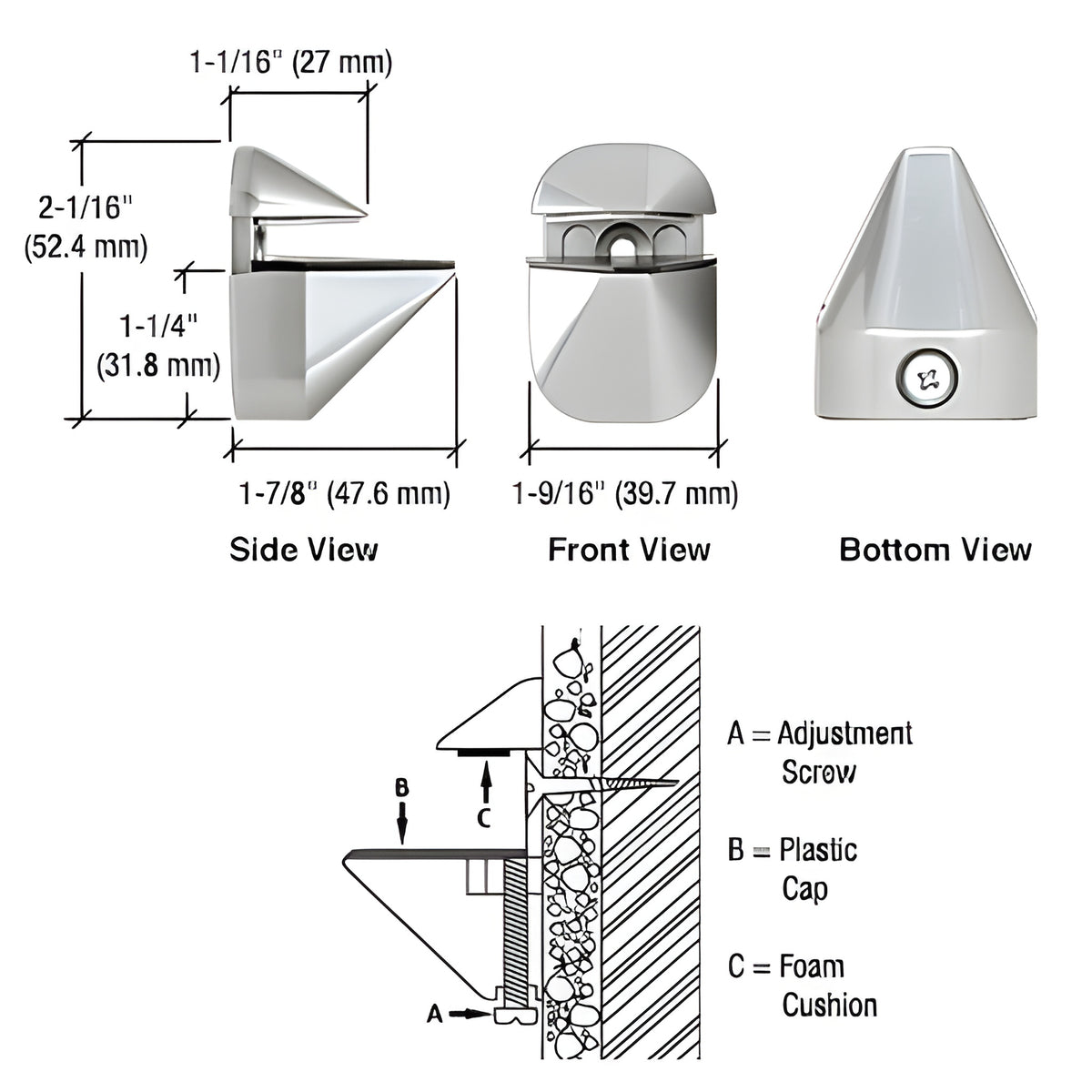 CRL Polished Chrome Adjustable Shelf Clamp
