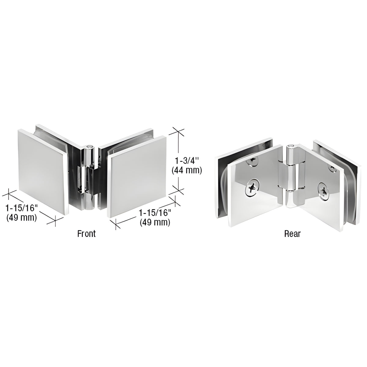CRL Polished Chrome Adjustable Square Glass to Glass Clamp