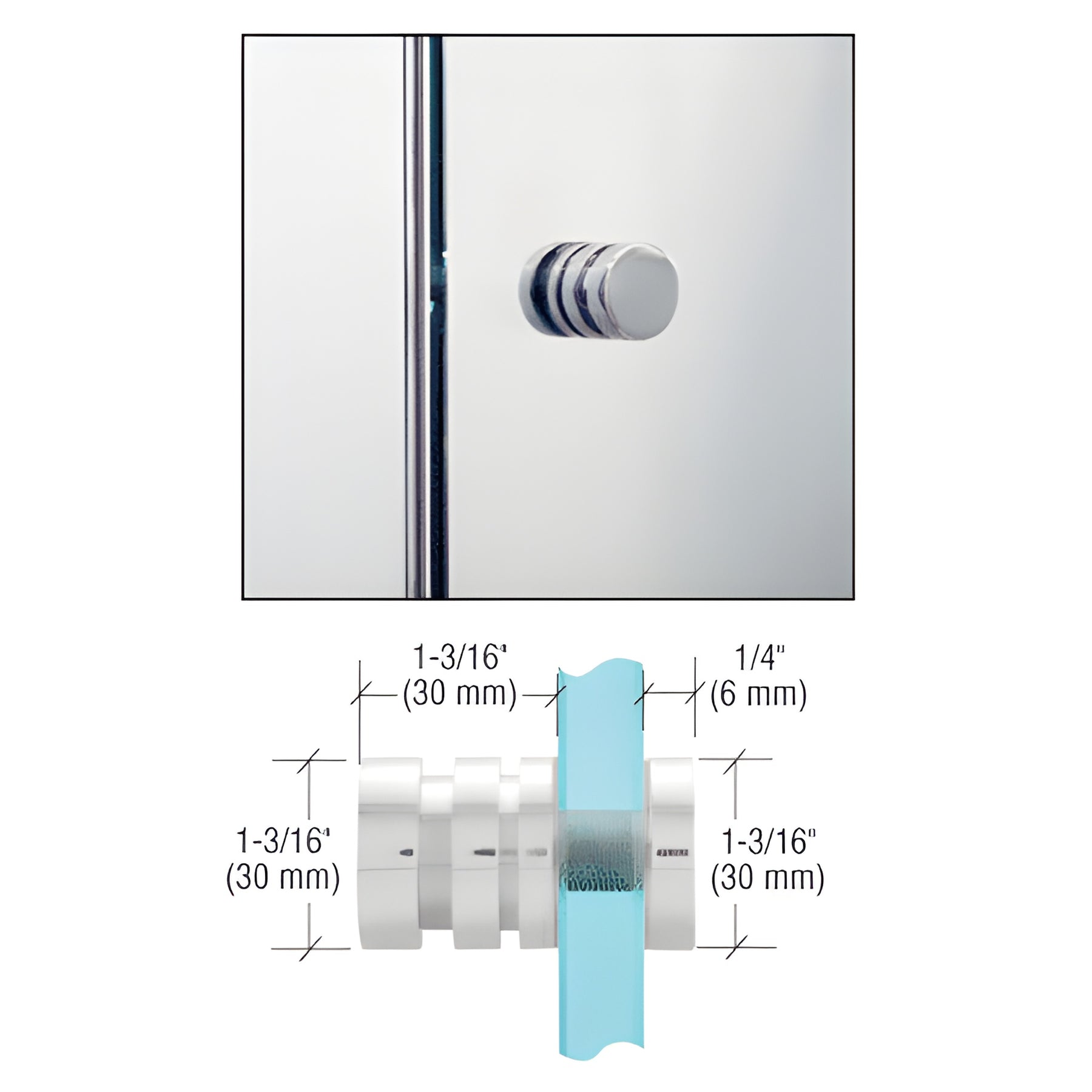 CRL Polished Chrome Contemporary Style Single-Sided Shower Door Knob