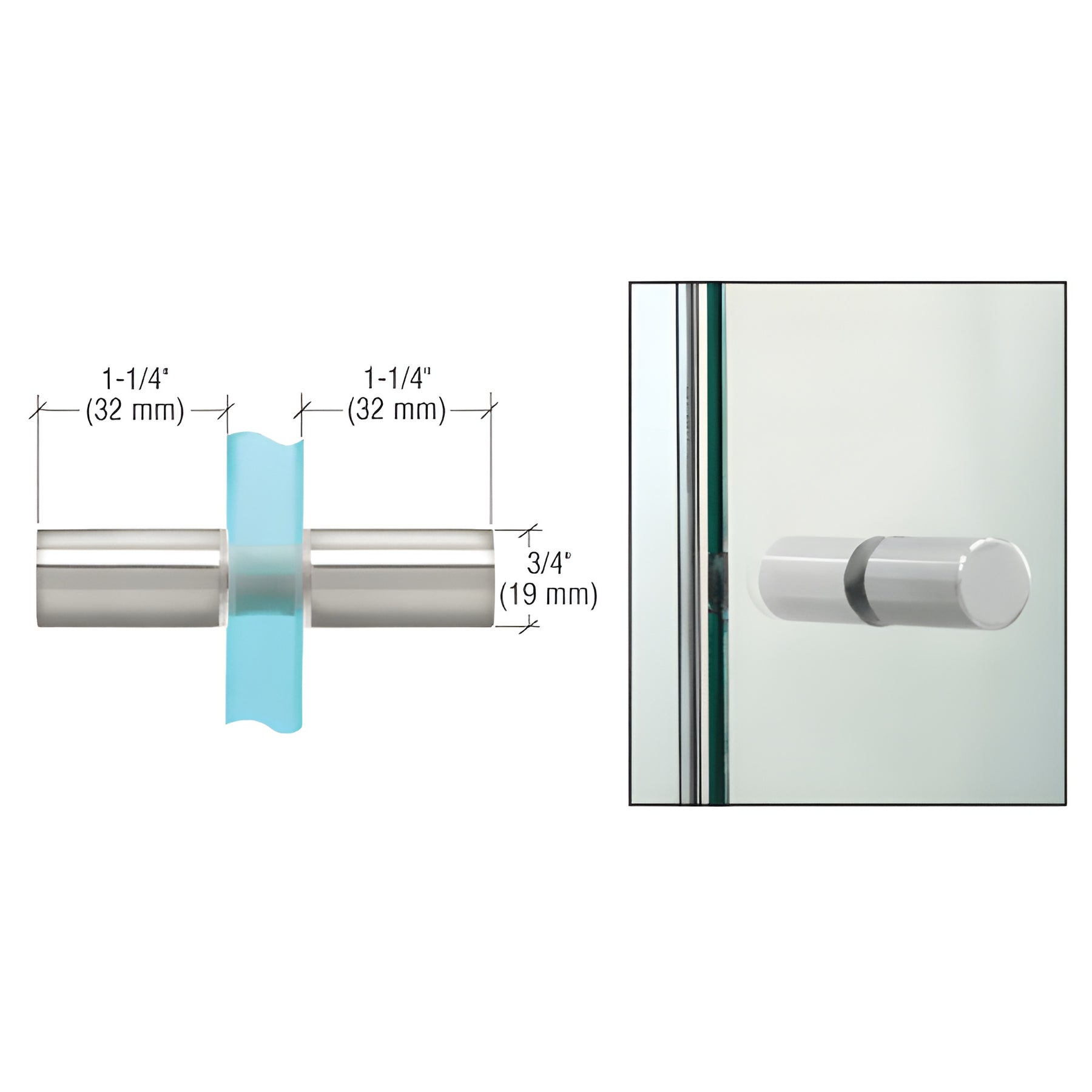 CRL Polished Chrome Cylinder Style Back-to-Back Shower Door Knobs