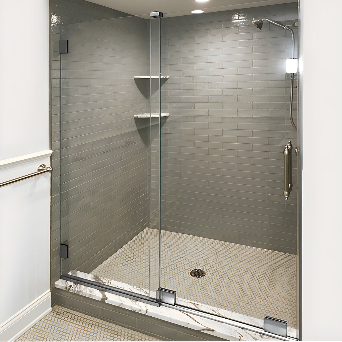 CRL Polished Chrome Essence® Series Basic Sliding Shower Door Kit with Squared Corner Rollers