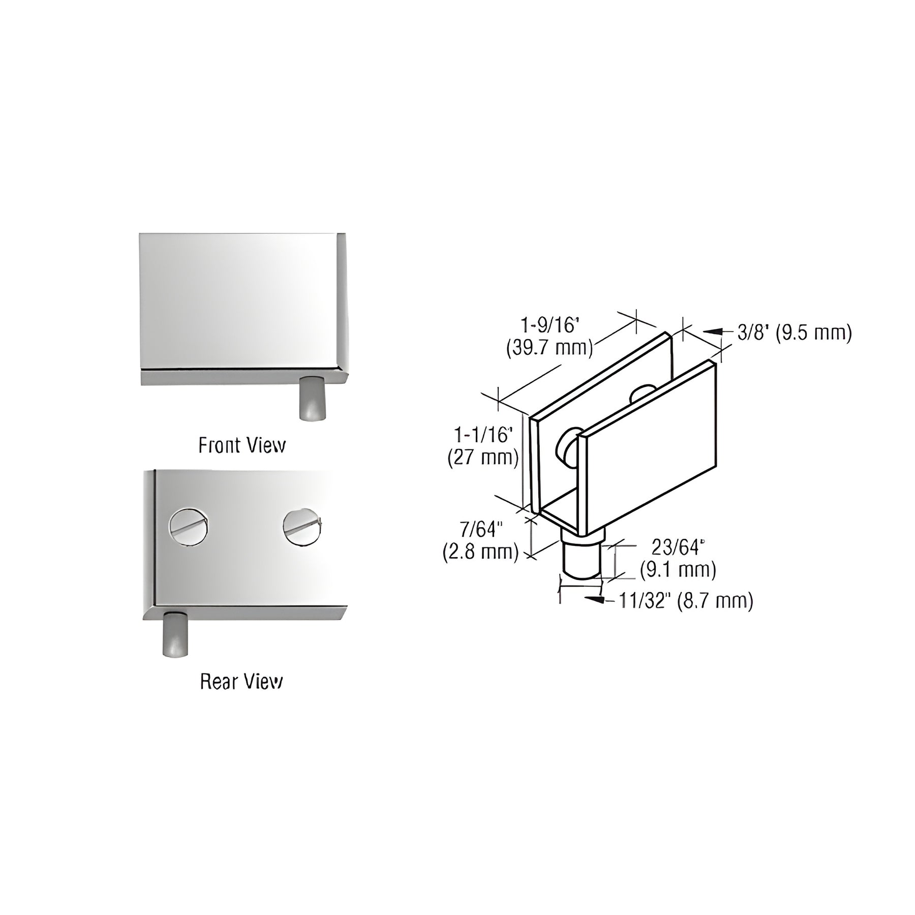 CRL Polished Chrome Glass Door Pivot Hinges