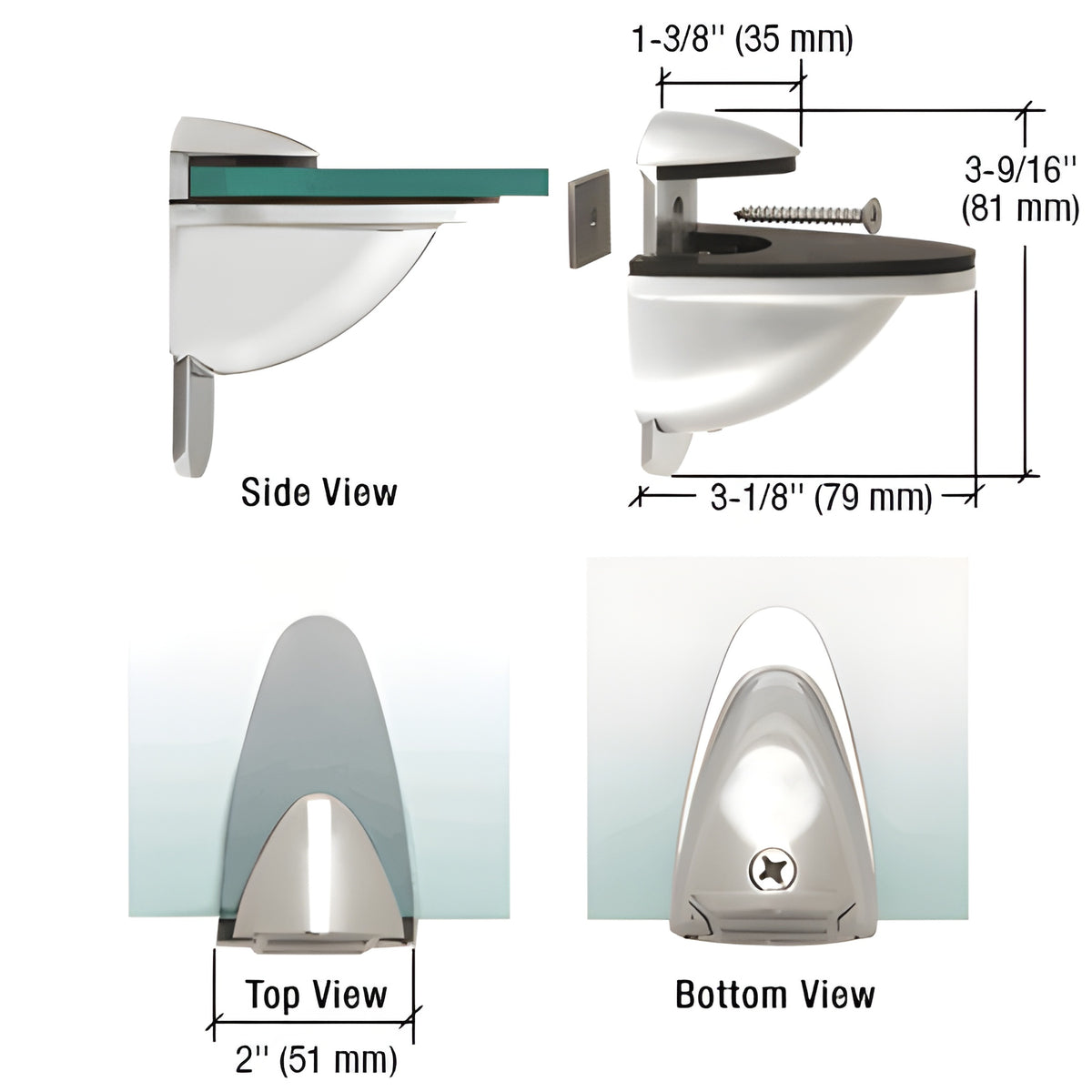 CRL Polished Chrome Heavy-Duty Adjustable Shelf Bracket
