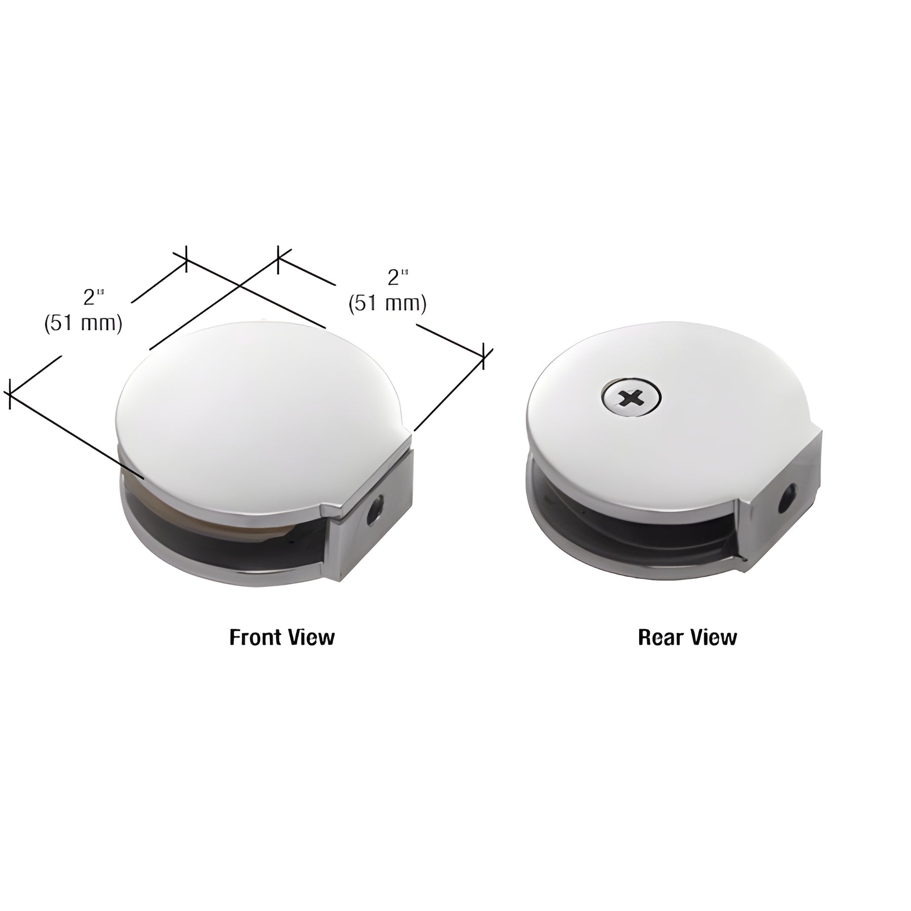 CRL Polished Chrome Round Fixed Panel U-Clamp