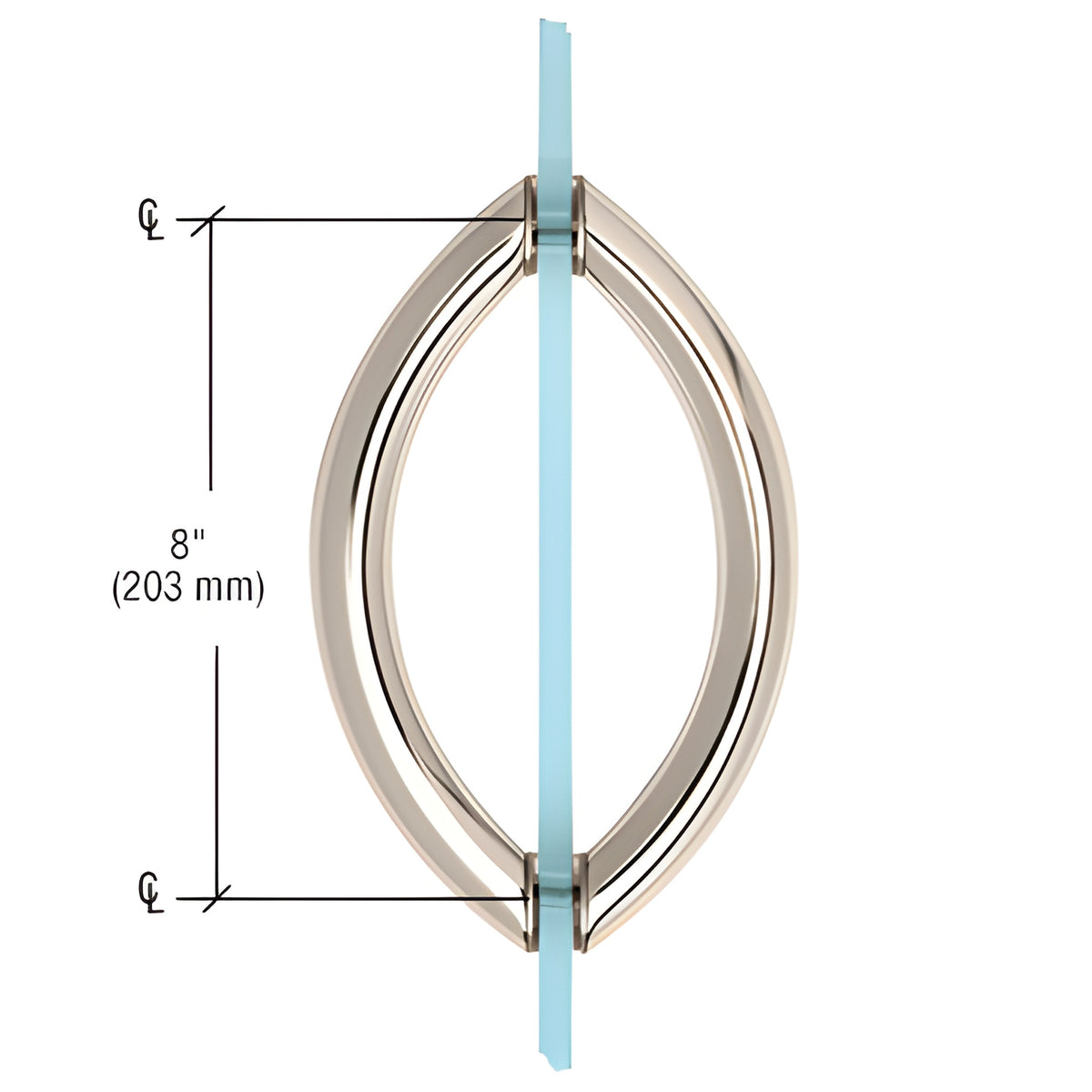 CRL Polished Nickel 8" Crescent Style Back-to-Back Pull Handles Without Metal Washers
