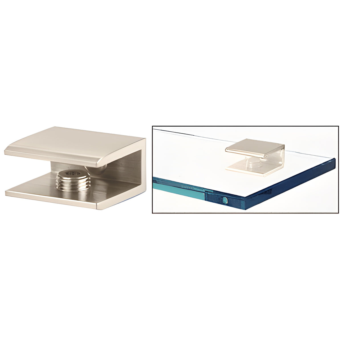 CRL Polished Nickel Square Interior Shower Shelf Clamp
