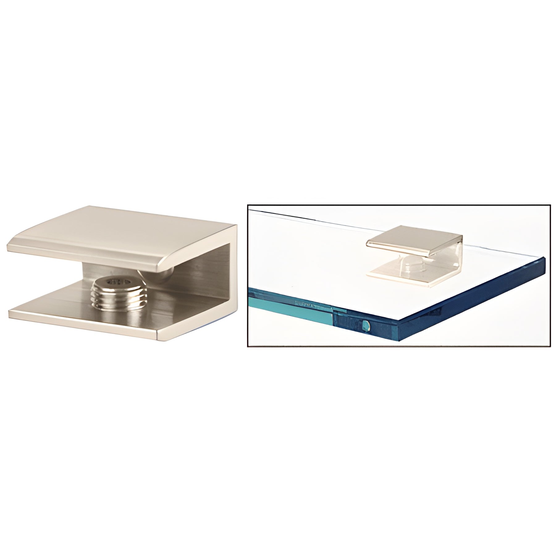 CRL Polished Nickel Square Interior Shower Shelf Clamp
