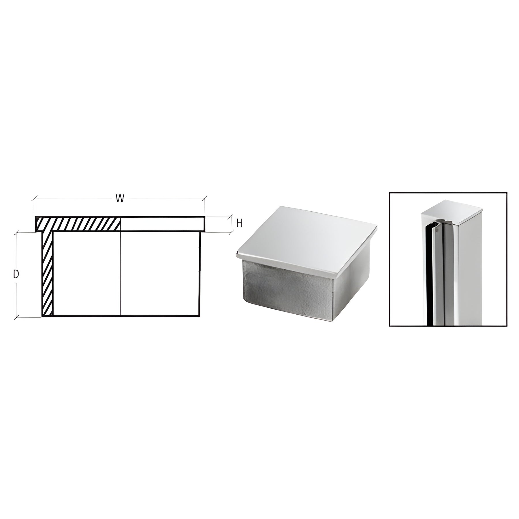 CRL Polished Stainless 1-1/2" Square Flat End Cap