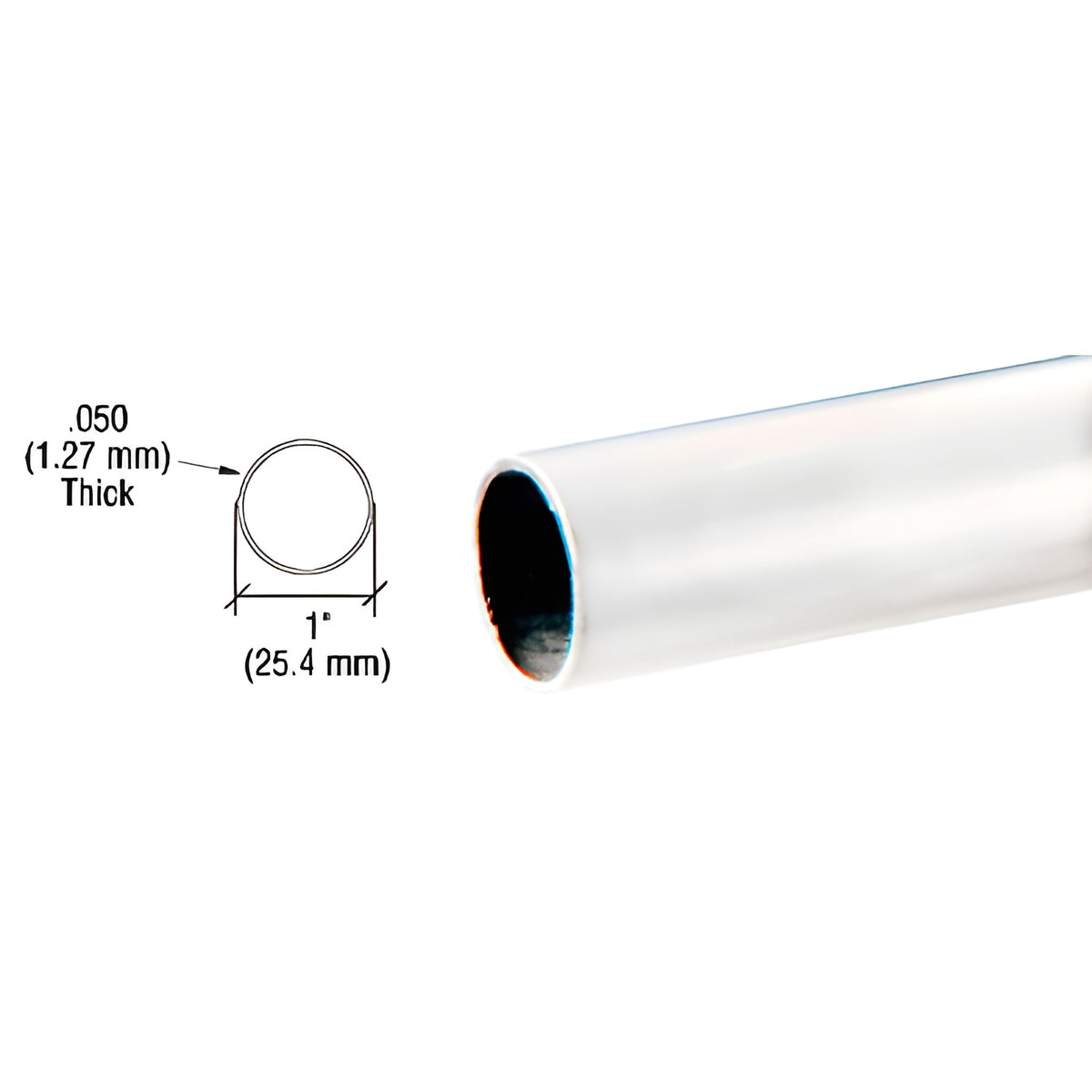 CRL Polished Stainless 1" Diameter Round .050" Tubing - 236"