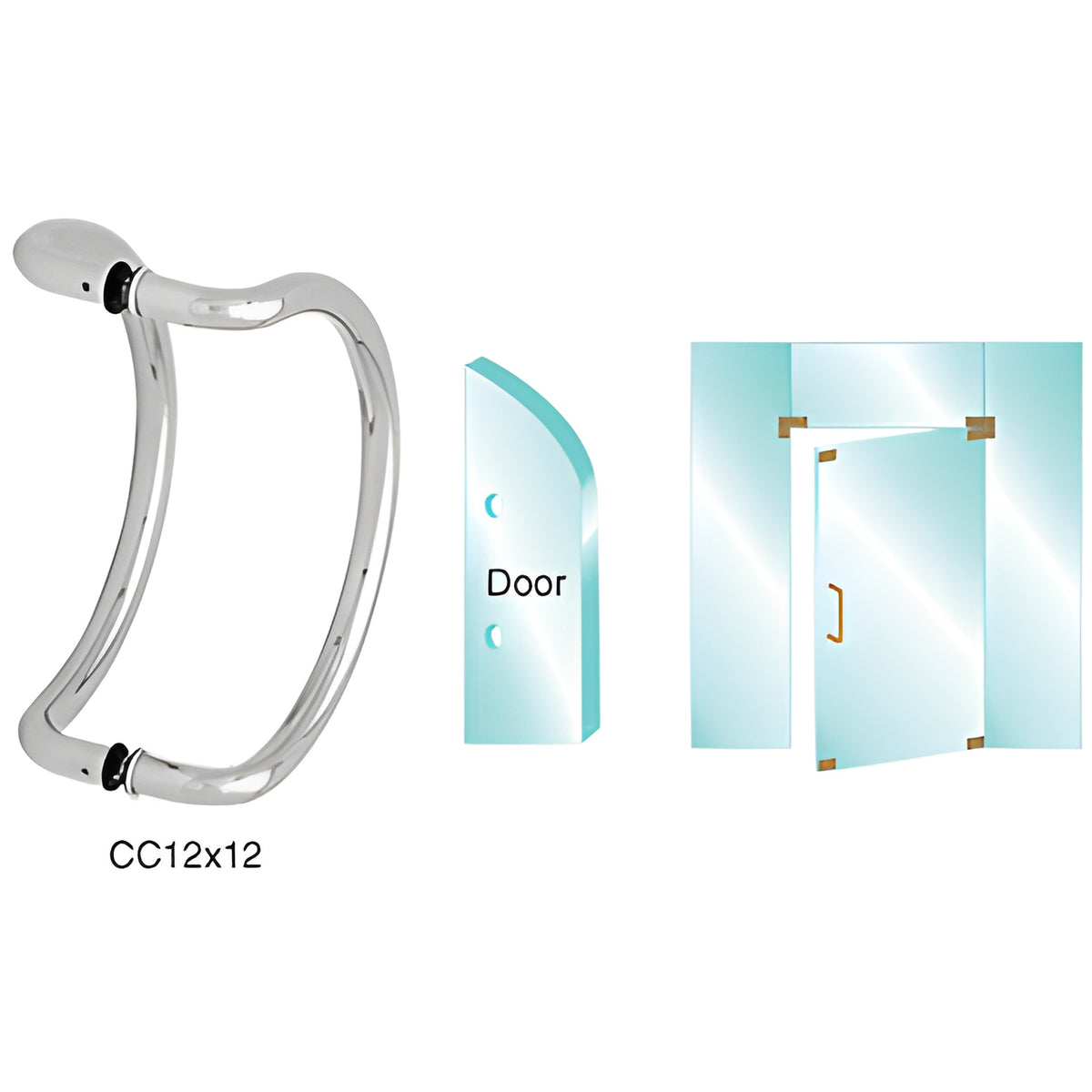 CRL Polished Stainless 12" Glass Mounted Curved Pull Handle