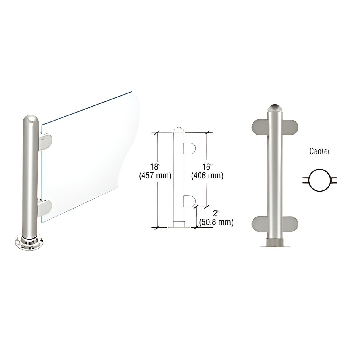 CRL Polished Stainless 18" Round PP07 Elegant Series Counter/Partition Center Post with Air Space