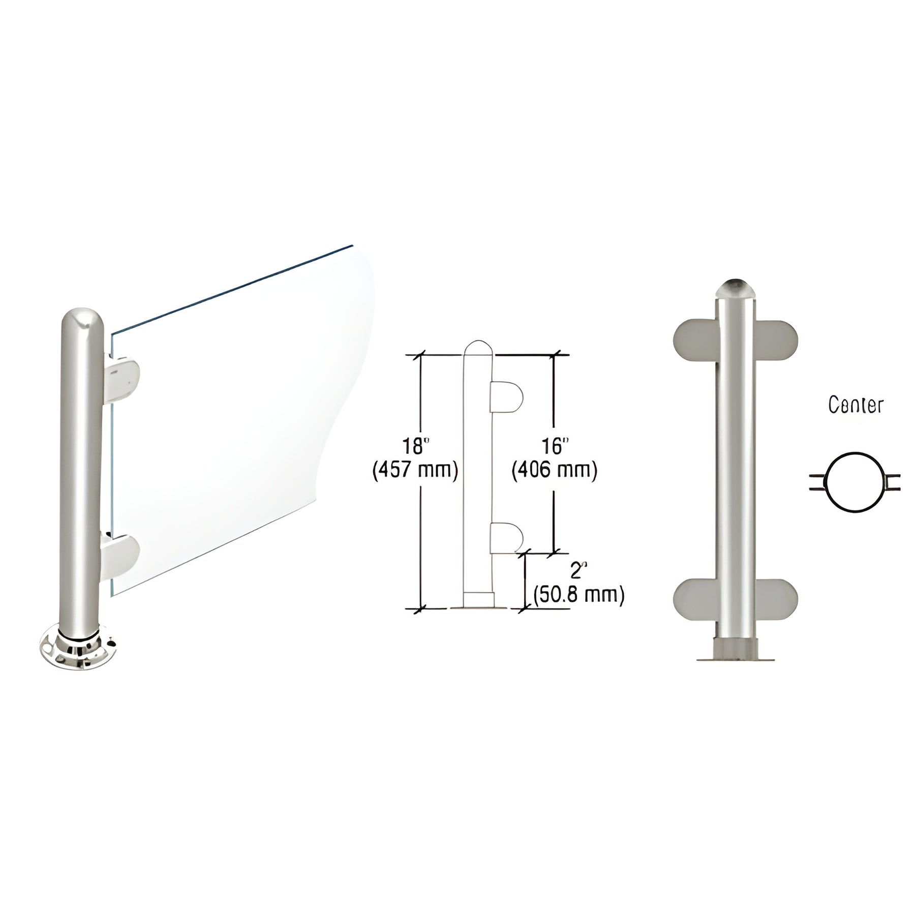 CRL Polished Stainless 18" Round PP07 Elegant Series Counter/Partition Center Post with Air Space