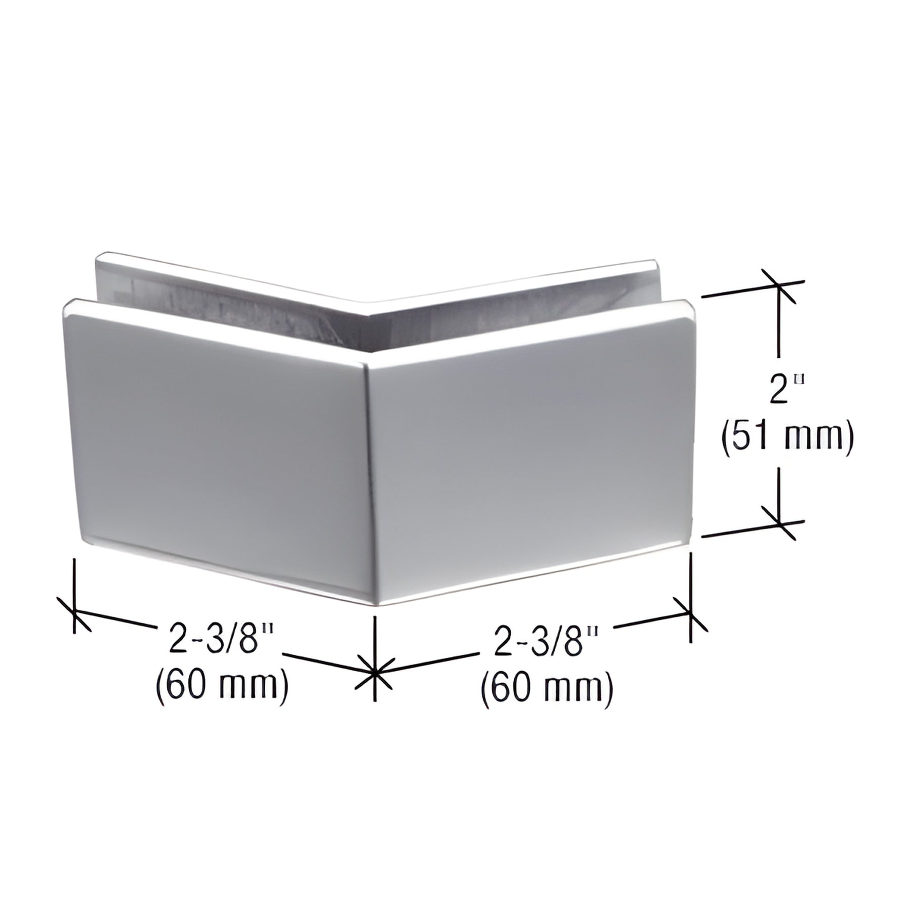 CRL Polished Stainless 2-3/8" x 2" 135 Degree Outside Corner Mall Front Clamp