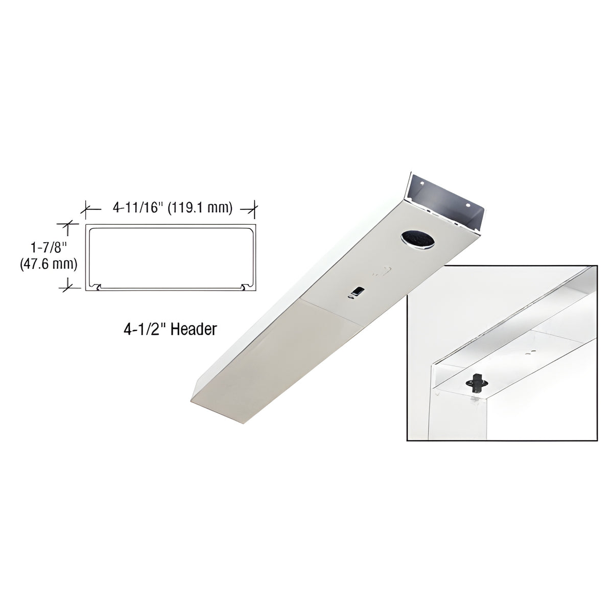 CRL Polished Stainless 4-1/2" x 41-1/4" Single Door Header