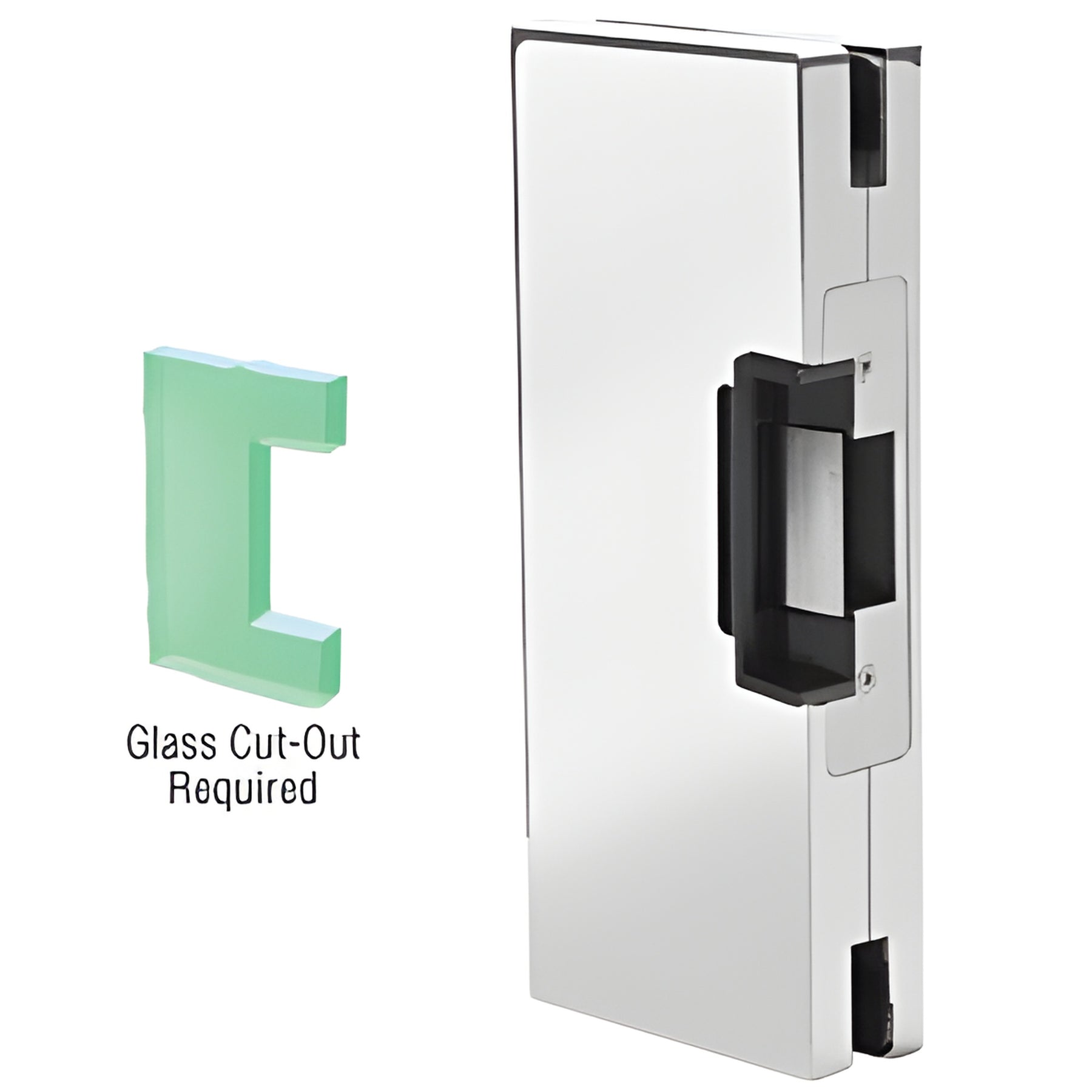 CRL Polished Stainless 4" x 10" LH/RHR Custom Center Lock Glass Keeper with Deadlatch Electric Strike