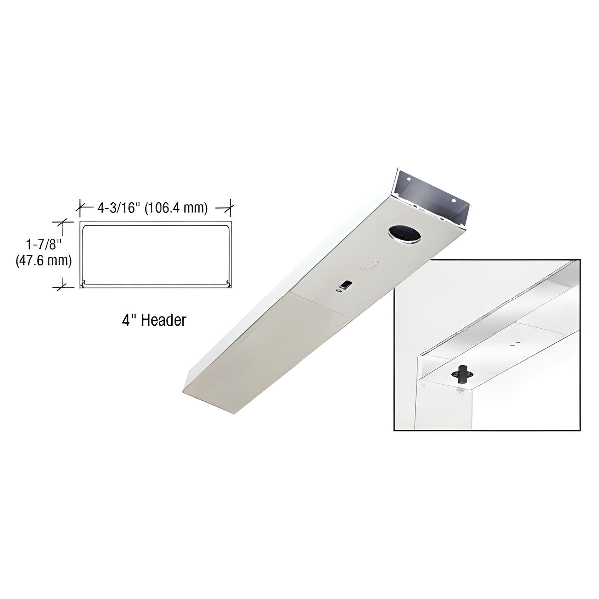 CRL Polished Stainless 4" x 36" Single Door Header