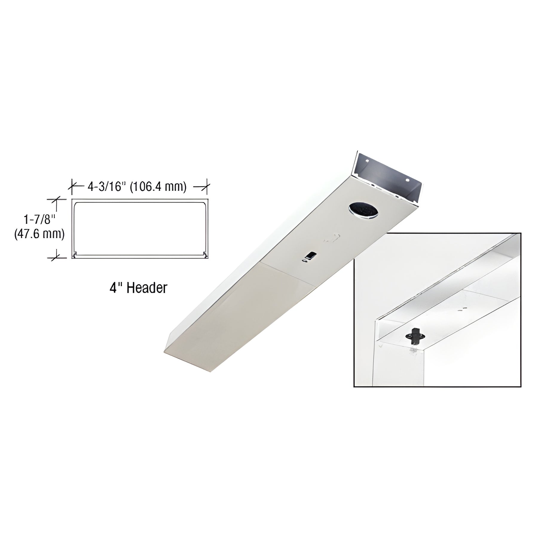 CRL Polished Stainless 4" x 36" Single Door Header